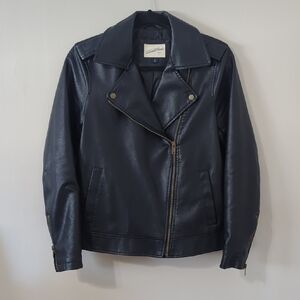 Universal Thread Faux Leather Black Moto Jacket Women's Size Small